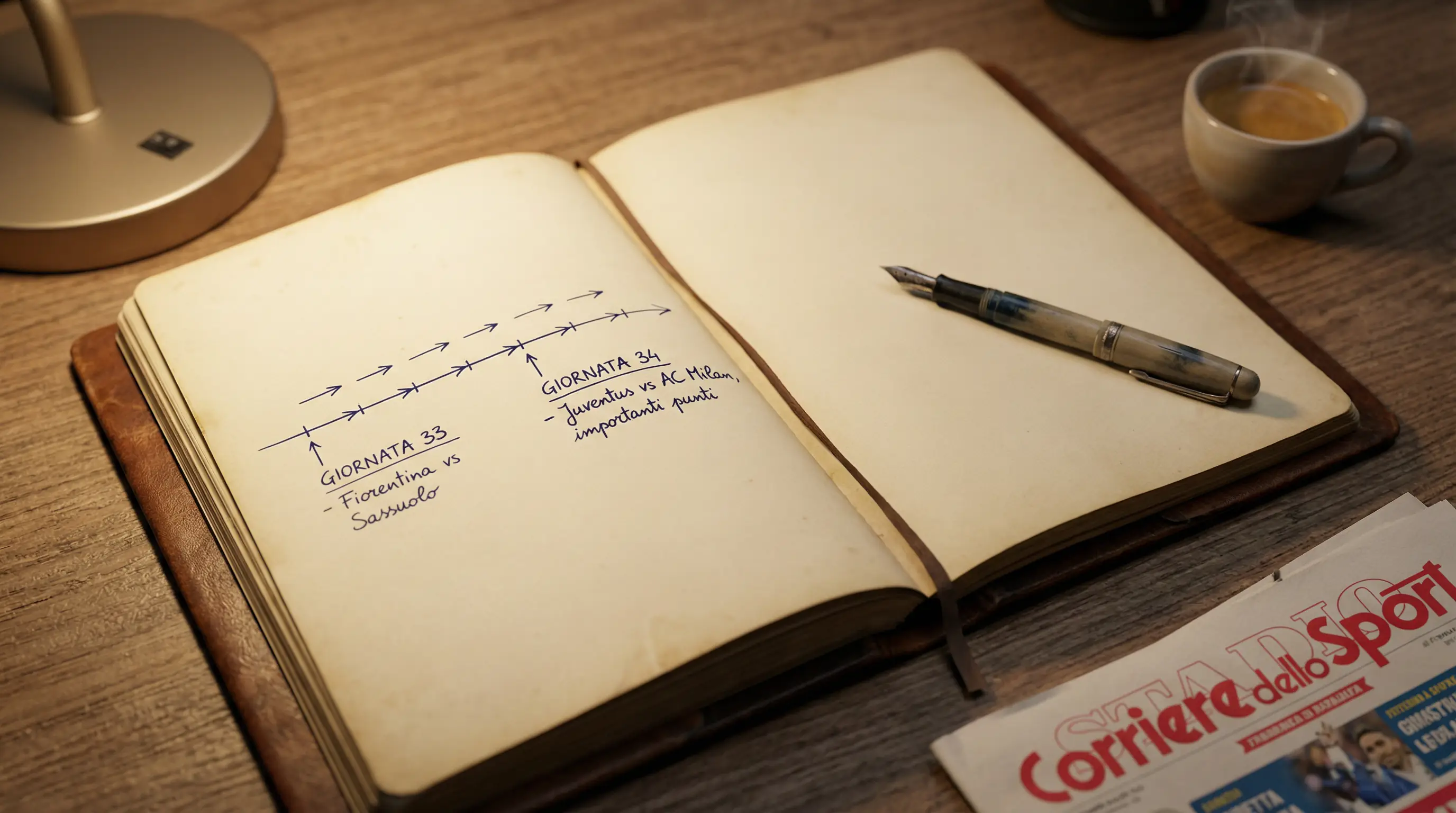 Cuaderno de analista deportivo con anotaciones manuscritas sobre las últimas jornadas de la Serie A 2025/26
