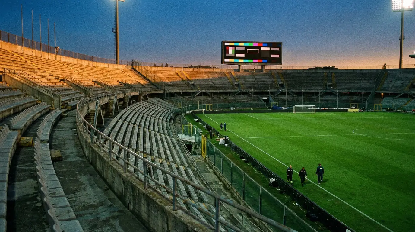 Marcador electrónico de un estadio italiano mostrando el liderato del Inter en la Serie A 2025/26